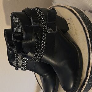 Black faux leather Booties